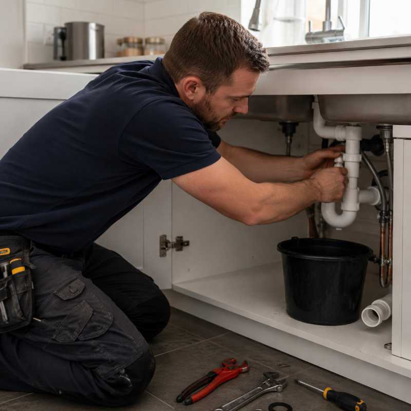 Plumber carrying out repair work for local SEO for plumbers