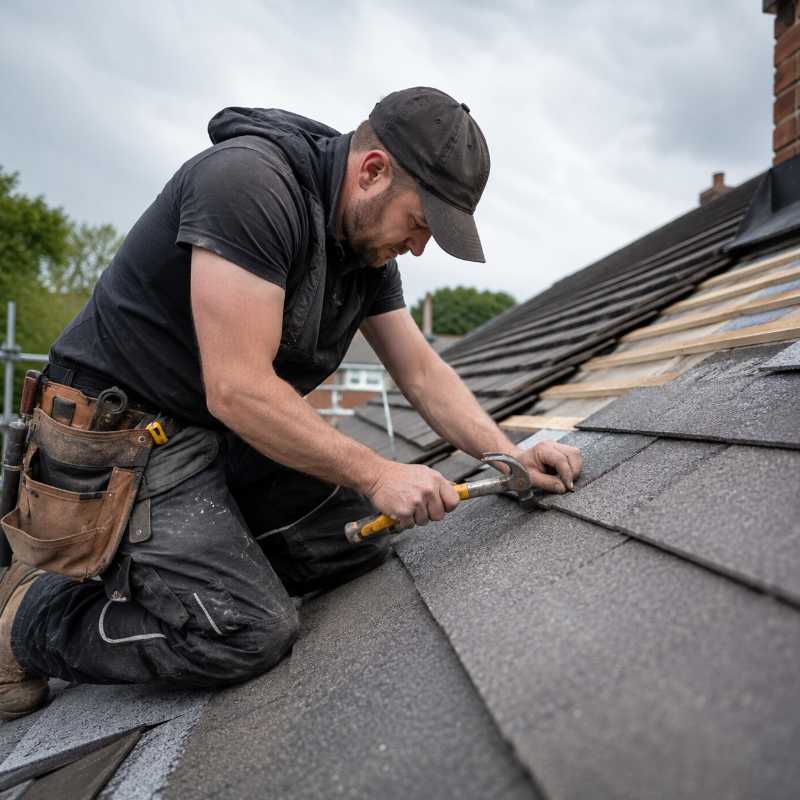 seo for roofing image for a roofer working on a roof